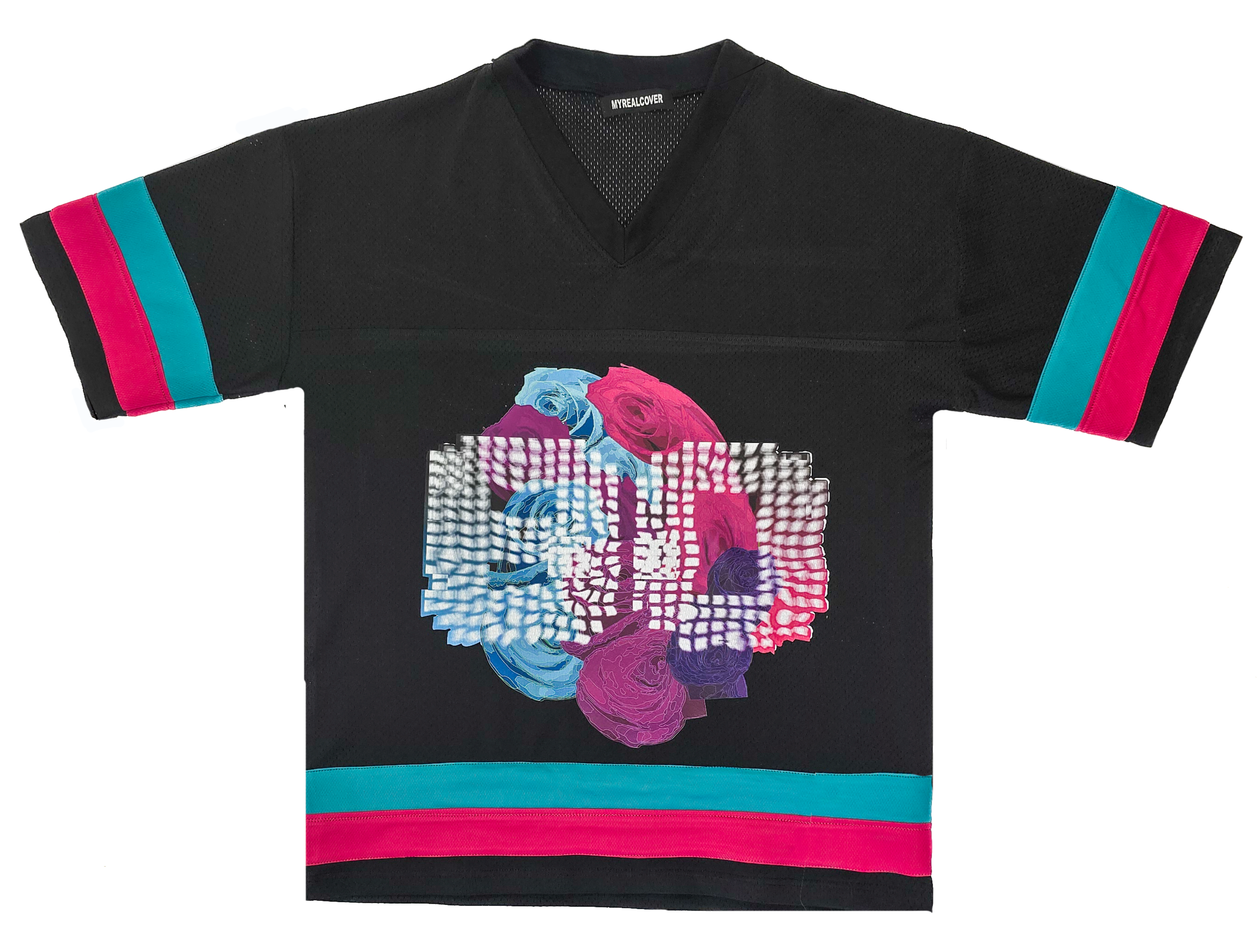 80 Concrete Roses, Jersey (fuchsia, Teal) Black